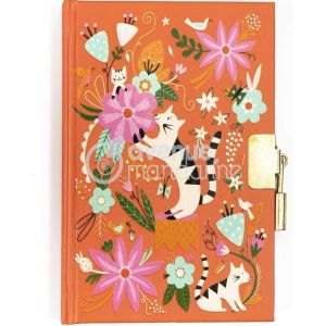 Chenquansarl-My Mandarine Co206c - Un Journal Intime 240 Pages Lignées 11x14 Cm - Fermeture Cadenas - Chats Et Fleurs - Neuf