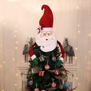 Arbre De No&euml;l De Topper Avec Le Tissu De D&eacute;coration De L'arbre De No&euml;l Arbre De No&euml;l Chapeau De No&euml;l De L'arbre De La D&eacute;coration Pour La F&ecirc;te De No&euml;l, D&eacute;coration De La Maison - Neuf