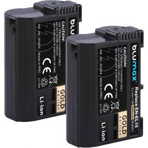 Lot de 2 batteries compatibles avec Nikon, EN-EL15c, 2600 mAh, EN-EL15b EN-EL15a EN-EL15 pour Z8 Z7 II Z6 III Zf Z5 - D800 D850 D7100 D7500 - MH-25 MH-34 - Neuf