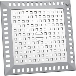 Filtre de douche carré 12,3 x 12,3 cm pour évier de cuisine, grille anti-obstruction en acier inoxydable argenté pour douche de salle de bain, pour salle de bain et cuisine - Neuf