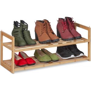 Kgabery-Étagère À Chaussures Bambou Empilable,Support Avec 2 Niveaux,Jusqu¿À 6 Paires,29,5x72,5x27 Cm,Nature - Neuf