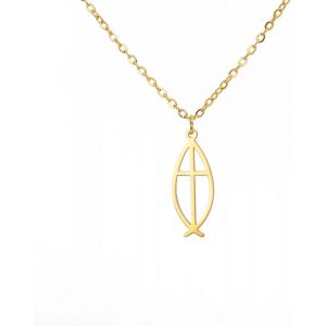 Kal-Collier Ichthus Pour Femme Collier Jésus Poisson Christ Croix Poisson Ichthys Collier Poisson Ichthus Symbole Religieux Pendentif Bijoux Chrétien Cadeau - Neuf