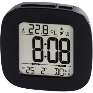 Reveil Num&eacute;rique LDC (Mini R&eacute;veil Radio-Pilot&eacute; DCF,Alarme avec Acceleration,Snooze,Date,Temp&eacute;rature,R&eacute;tro&eacute;clairage LED Bleu,R&eacute;veil de Voyage Compact,Horloge de Bureau) Noir - Neuf