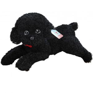 Peluche de chien de simulation enti&egrave;rement remplie, adorable poup&eacute;e animale en position couch&eacute;e, jouet en peluche de chien caniche avec collier, v&ecirc;tements, d&eacute;coration de salon [pb] - Neuf