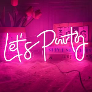 Let's Party - Panneau Lumineux N&eacute;on Led Pour D&eacute;coration Murale, D&eacute;coration Artistique, D&eacute;coration De Chambre, F&ecirc;te D'anniversaire, Mariage, Saint-Valentin (F&ecirc;te De Laisser-Rose), 40 X 17 Cm - Neuf