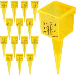 Jauge Pluie Exterieur 10 15 20 Pieces, Outil Mesure Eau Large Bouche pour Jardin Pelouse Deco (10, Jaune) - Neuf