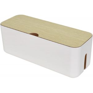 Cable Box Range Cable Rangement(Blanc), Boîte pour câbles, Boîte Cache-Câble pour Garder Les Câbles Bien Rangés,Boite Rangement pour Cables Chargeurs et Multiprises,Pieds en Caoutchouc - Neuf