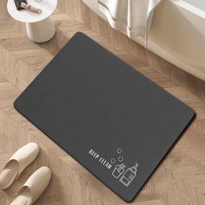 Tapis De Bain Antid&eacute;rapant Lavable 60 X 40 Cm-S&eacute;chage Rapide-Absorbant-Tapis De Sol Absorbant-Terre De Diatom&eacute;e Pour Salle De Bain,Cuisine,Sol,Baignoire,Gris Fonc&eacute; - Neuf