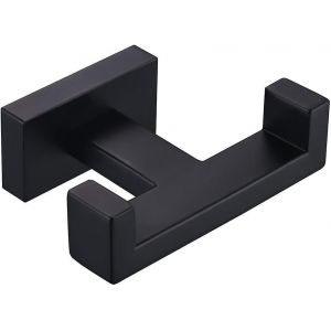 Double porte-serviettes noir mat,porte-serviettes de salle de bain en acier inoxydable simple d'angle,patère à peignoir - Neuf