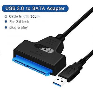 Adaptateur SATA vers USB 3.0, c&acirc;ble Type C vers SATA, transmission de donn&eacute;es haute vitesse 5 Gbit/s, adaptateur SATA pour disque dur SSD 2,5 pouces, c&acirc;ble USB 3.0 vers SATA 30 cm - Neuf