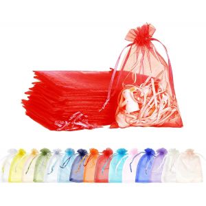 100 Pieces Blanc Ivoire Sachet Organza,9x12cm Organza Pochette Cadeau,Pochette Bijoux en Organza avec Cordon de Serrage,Idéales pour Bijoux Cadeaux Bonbons Anniversaire Marriage - Neuf