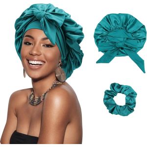 Bonnet En Satin Tress&eacute; Pour Femme Bonnet En Soie Pour Dormir Bonnet De Sommeil Avec Bande Elastique Bonnet De Nuit Pour Cheveux Longs Et Boucl&eacute;s Locs - Neuf