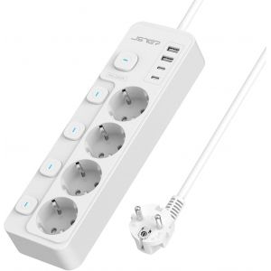 Bloc Multiprise USB avec 4 Prises Interrupteur Individuel,Multiprise avec 4 Ports USB Chargeur(2 USB A+2 USB C) Prise Multi Electrique pour la Maison Le Bureau ou la Cuisine,2M-Blanco - Neuf