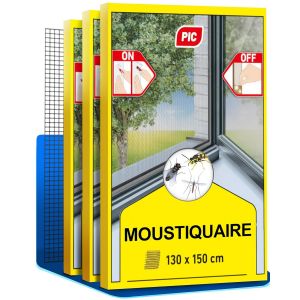 Moustiquaire Fenetre 130x150 cm-Fenêtre Moustiquaire de haute qualité-Toile Moustiquaire pour Fenêtre à Mailles Fines avec Ruban Adhésif et Chiffon de Nettoyage - Neuf