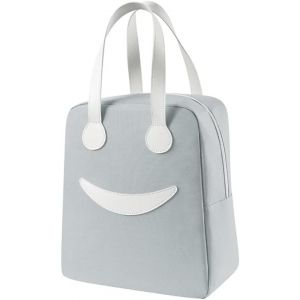 Mini sac &agrave; d&eacute;jeuner isotherme - Sac de rangement de plein air/pique-nique mignon - Sac &agrave; glace portable - 1 pi&egrave;ce (L, gris) - Neuf