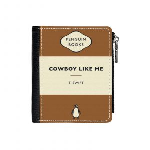 Portefeuille Couverture du livre marron Cowboy Like Me=4 Compact en Simili-Cuir Porte-Cartes Fermeture Éclair Homme Femme Ad - Neuf