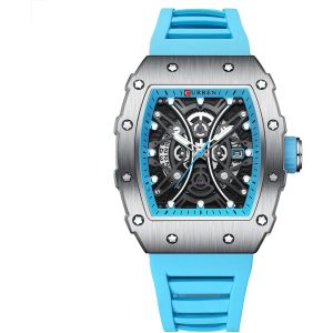 Montre &Agrave; Quartz Pour Homme-Style D&eacute;contract&eacute;-Rectangulaire-Grand Cadran Analogique-Bracelet En Silicone-Style Militaire.[J230] - Neuf
