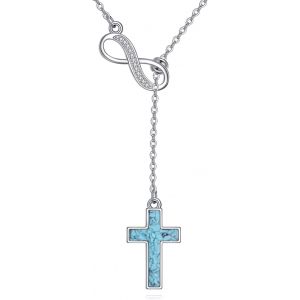 Chaîne En Argent Sterling 925 Avec Pendentif En Forme De Croix De L'infini Turquoise Pour Femme,Turquoise - Neuf