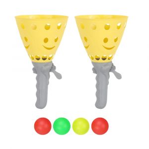 Jeu De Balle Pour Enfants Avec 2 Lanceurs Et 4 Balles - Jaune - Neuf