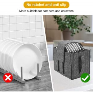 Lot De 2 Supports D'assiettes Pour Camping-Car,Camping-Car,Porte-Tasses,Rangement De Vaisselle,Pour 8 Assiettes,6 Tasses,Sac En Feutre,Porte-Vaisselle,Pour Camping-Car,Caravane,Cuisine - Neuf
