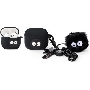 ELVORIX-Coque de protection en silicone pour &eacute;couteurs AirPods 4 (2024) - Chargement - R&eacute;sistant aux chocs - Avec poup&eacute;e de dessin anim&eacute; - Cordon anti-perte - Pour AirPods 4&egrave;me g&eacute;n&eacute;ration - &Eacute;couteur - Neuf