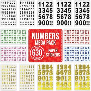 Lot De 14 Feuilles D'autocollants Numérotés Pour Scrapbooking, Travaux Manuels, Décoration - Plus De 630 Autocollants En Papier Et Papier - Décalcomanies Numériques Pour Porte, Fenêtre, Boîte Aux - Neuf
