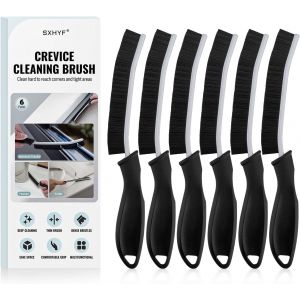 Brosse De Nettoyage - Brosse &Agrave; Joints &Agrave; Poils Durs, Brosse &Agrave; R&eacute;curer Multifonctionnelle Pour Crevasses, Ustensiles De M&eacute;nage, Outils De Nettoyage Pour La Salle De Bain Et La Cuisine (6, Noir) - Neuf