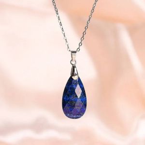 Pendentif Goutte D'eau En Pierre Naturelle Pour Femme, Collier En Cristal Rose, Pendentif Visage Coup&eacute;, Cadeau Bijoux, Alanding Yst--Lapis Lazuli - Neuf
