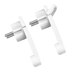 JEXNOVASHOP-2 Pi&egrave;ces Fiche Schuko Extra Plate, Fiche Europ&eacute;enne D'alimentation 250V 16A IP20, Prise Electrique Male Contact de Terre avec Poign&eacute;e Rabattable et Protection Contre la Torsion du C&acirc;ble B - Neuf
