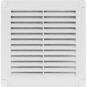 Grille d'aération rectangulaire en plastique - Avec moustiquaire - 150 x 150 mm - Blanc - Neuf