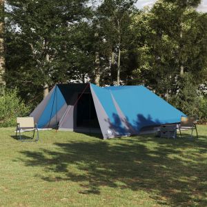 Vidaxl Tente Familiale Avec Auvent &Eacute;tendu - Bleu - Tente &Eacute;tanche Pour 12 Personnes - Neuf