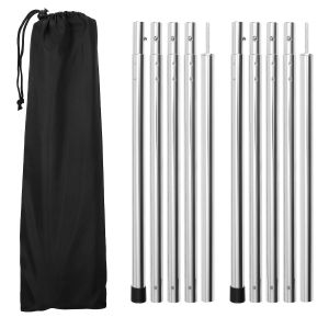 Auvent De Tente D'ext&eacute;rieur En Alu De 2 M Argent 2pcs Avec Poteau De Support Pliable Pour Randonn&eacute;e Et Camping - Neuf