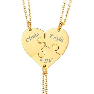 Kal-Collier D'amitié Pendentif Personnalisable 2/3/4/5/6 Pcs Bijoux C?ur Puzzle Pour Homme Et Femme - Cartes De Voeux Gratuites Et Coffret Cadeau - Neuf