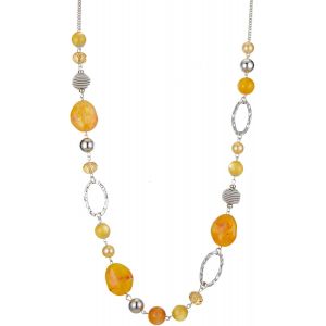 Kal-Collier Long De Perles En Argent - Collier Boheme Long Avec Perles De Cristal Et De Pierre Bijoux Fantaisie - Belle Id&eacute;e De Cadeau De F&ecirc;te Des M&egrave;res - Neuf