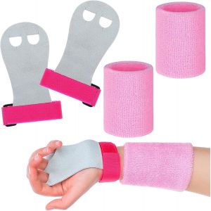 4 Pièces De Gymnastique Poignées Rose Gymnastique Poignées Athlétique Rose En Tissu Éponge Poignet Enveloppements Bandeaux Filles Accessoires De Sport Pour Les Enfants De Ba - Neuf