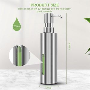 Distributeur de pompe à savon pour les mains de 7 oz pour salle de bain,distributeur de savon à vaisselle en acier inoxydable pour la cuisine,Rustproo - Neuf