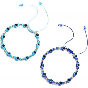 Asas-2 Pièces Cheville Mauvais ?Il,Bleu Eye Perles Bracelet Pour Femme,Protection Et Bénédiction-Turc Evil Eye - Neuf