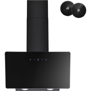 CHECARZHN--NO1-Hotte Aspirante 60Cm, Hotte Aspirante À Évacuation/Circulation D'Air Avec Touch Control,Led, Moteur Sans Balais,Silencieuse, Hotte Aspirante Puissante, Hotte Inclinée, Efficacité A++ - Neuf