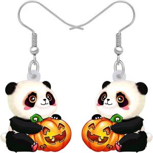 Kal-Boucles D'oreilles Panda Mignon En Acrylique Pour Femmes Filles Boucles D'oreilles Animaux Bijoux Pour Halloween Cadeaux Décorations - Neuf