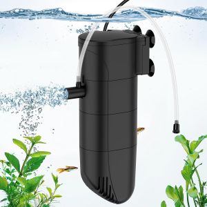 Letnerny-Filtre Aquarium, Pompes Et Filtres Pour Aquarium Avec Volume D'air Ajustable, 6w D&eacute;bit 400lph, Triple Filtration Pompe Aquarium Pour 200l - Neuf
