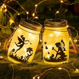 Lumi&egrave;re Solaire De Verre Jardin,&Eacute;tanche Ext&eacute;rieur Mason Jar Solaire,2 Pi&egrave;ces Lampe Solaire Suspendue,Lanterne Solaire,Lanterne Solaire,Lanterne Solaire (A) - Neuf