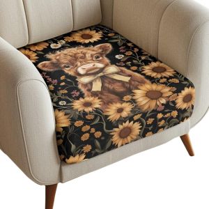 Housse Coussin Canape Imprime Tournesol Highland Cattle, Protection Meuble Lavable Impermeable Decoration Nature, S - Neuf