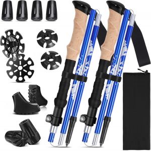 Letnerny-Baton De Marche Pliable, B&acirc;tons De Randonn&eacute;e Nordique, Baton Trail Pliable Carbone R&eacute;glables 115-135cm, B&acirc;tons De Trekking Pliables Et L&eacute;gers Pour Homme Et Femme(Noir) - Neuf