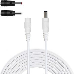 3 Mètres Rallonge Cordon D'alimentation DC 2.1mm x 5.5mm Mâle à Femelle Connecteur pour Adaptateur Secteur, Caméra IP Sans Fil, 2 Convertitori DC - Blanc - Neuf