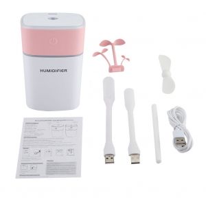 HJLIAN Humidificateur diffuseur USB 4 en 1 pour la maison, le bureau, mini purificateur d'air, batterie externe mobile (rose) - Neuf