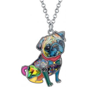 Kal-Mignon &Eacute;mail Carlin Chien Collier Strass Animaux Pendentif Bijoux - Neuf