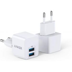 LORANKA-Chargeur USB PowerPort Lot de 2 Mini Chargeurs muraux USB Ultra Compact 2,5 A pour iPhone XS/XS Max/XR/X/8/7/6/Plus, iPad Pro/Air 2/Mini 4, Samsung, et Bien Plus Encore - Neuf