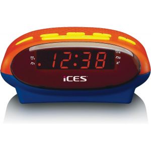 ICR-210KIDS - Radio-r&eacute;veil pour Enfants - PLL FM - Fonction Snooze - Minuterie de Veille - R&eacute;serve de Marche - Bleu/Orange - Neuf