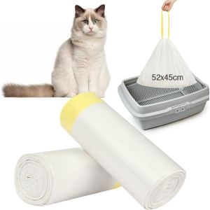 Shiliu-Sacs De Litière Pour Chat, 40 Sacs Litière Chat, 52 * 45cm Sacs Pour Bac À Litière Pour Chat Avec Cordons De Serrage, Forte [ - Neuf