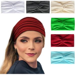 KALANKA-Lot de 6 bandanas larges et ondulés pour femme - Style bohème - Tissu élastique - Pour yoga, sport, course à pied - Blanc - Neuf